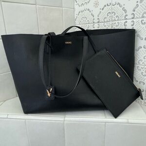 Versace Black Tote Bag with Structured Design